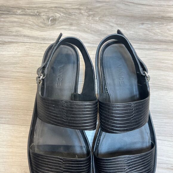 Vince Marett Leather Platform Ankle Strap Sandals Black Size 7.5 - Picture 7 of 11